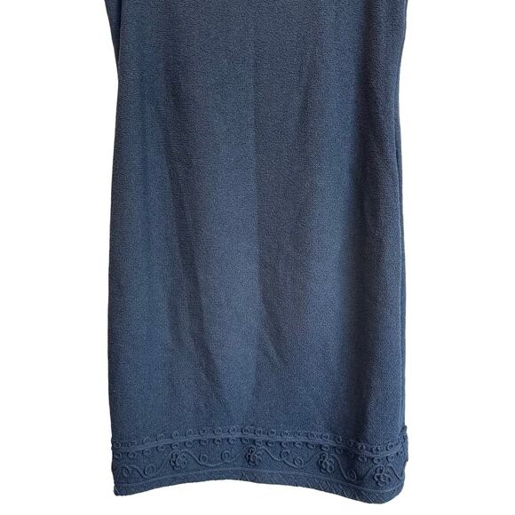 St. John Couture Santana Knit Sz 12 Black Square Neck Shift Knee Dress Formal - Picture 4 of 7